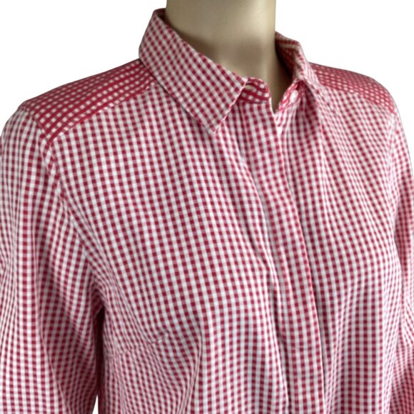 Tyler Böe Womens Reverse Check Sherri Button‎ Down Top Shirt Size 1o Red Gingham - Picture 6 of 8